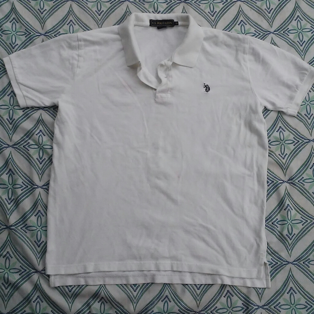 U.S. Polo Assn white polo collared shirt Mens M